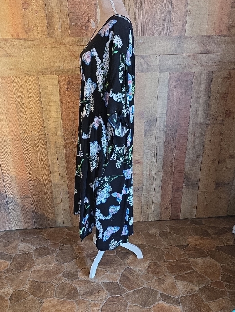 Black Floral Maxi Dress with Blue Accents - Picture 7 of 9